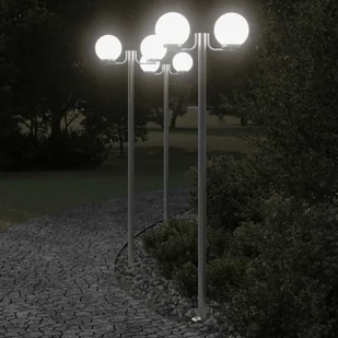 The Living Store Stojące lampy ogrodowe - 3 szt - srebrne - 215 cm - stal nierdzewna - Lampa Ogrodowa - Lampy ogrodowe - miniaturka - grafika 1