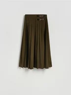 Spódnice - Reserved - Plisowana spódnica midi - oliwkowy - miniaturka - grafika 1