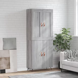 vidaXL Witrynka szary dąb sonoma 69,5x34x180cm materiał drewnopochodny - Witryny - miniaturka - grafika 1