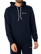 Bluzy męskie - Champion Męska bluza z kapturem Legacy American Classics Heavy Powerblend Terry z małym logo, granatowa, M - miniaturka - grafika 1