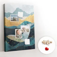 Tablice i flipcharty - Tablica Korkowa ze wzorem 70x100 cm + Pinezki Drewniane - Marmurowy wieloryb - miniaturka - grafika 1