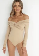 Body - Beżowe Body z Odkrytymi Ramionami Talosyne - miniaturka - grafika 1