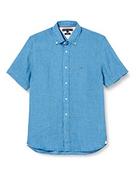 Koszule męskie - Tommy Hilfiger Męska koszula lniana farbowana pigmentowo Rf S/S na co dzień, Szokujący niebieski, M - miniaturka - grafika 1