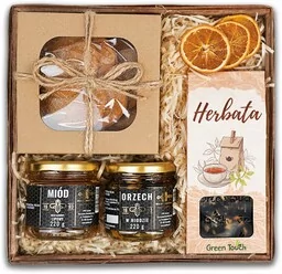 Kosz prezentowy z ciastkami, herbatą i miodem - Zestawy upominkowe - miniaturka - grafika 1