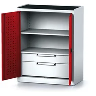 Szafy i regały magazynowe - Alfa 3 Szafa warsztatowa MECHANIC, 1170 x 920 x 500 mm, 1 półki, 2 szuflady, czerwone drzwi 1262698 - miniaturka - grafika 1
