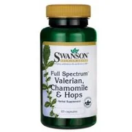 Układ nerwowy - Swanson, Usa Full Spectrum Waleriana Rumianek Chmiel - suplement diety 60 kaps. - miniaturka - grafika 1
