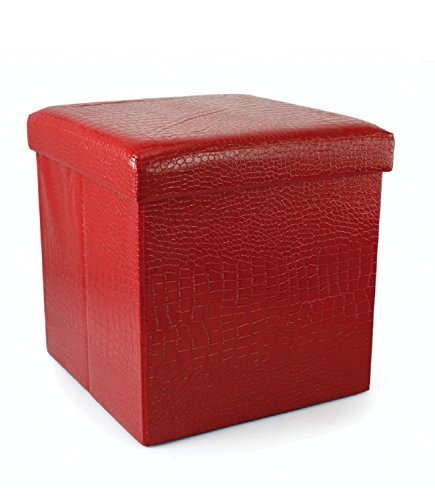 Galileo 2173298 składany bufor, MDF/PU, 38 x 38 x 38 cm, czerwony krokodyl