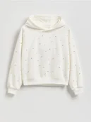 Bluzy dla dziewczynek - Reserved - Bluza z aplikacjami - złamana biel - miniaturka - grafika 1