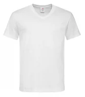 Koszulki męskie - Biały Bawełniany T-Shirt w Serek, Męski Bez Nadruku -STEDMAN- Koszulka, Krótki Rękaw, Basic, V-neck - Stedman - miniaturka - grafika 1