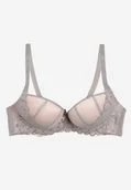 Biustonosze - Szaro-Różowy Biustonosz Push Up z Koronką Nimffea - miniaturka - grafika 1