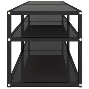 Lumarko Szafka pod TV, czarna, 140x40x40,5 cm, szkło hartowane - Szafki RTV - miniaturka - grafika 5