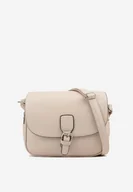 Torebki damskie - Ciemnobeżowa Dwukomorowa Torebka Listonoszka z Ozdobną Klapą Delluria - miniaturka - grafika 1