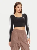 Bluzki damskie - adidas Bluzka adicolor 3-Stripes JD4624 Czarny Slim Fit - miniaturka - grafika 1