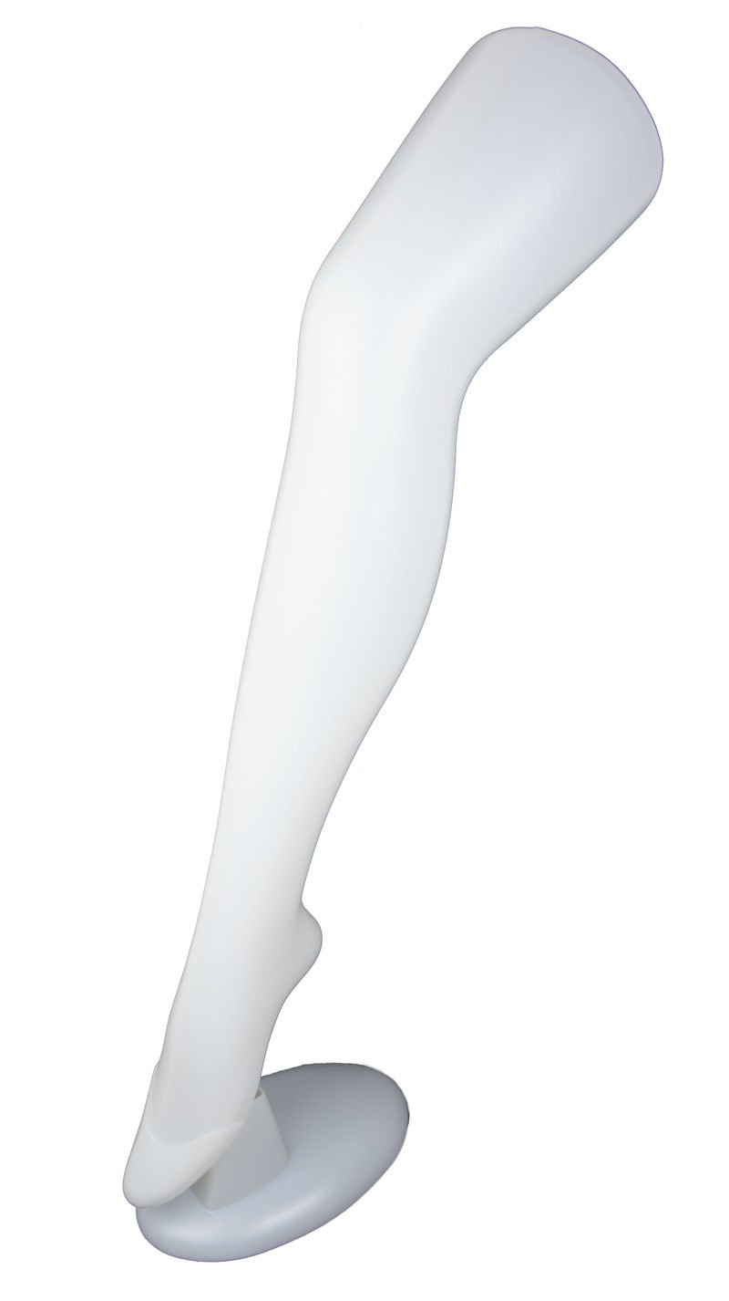Noga do prezentacji pończoch i skarpet, noga dekoracyjna - damska, 74 cm noga dekoracyjna ze stojakiem, manekin - noga o realistycznym kształcie, noga do skarpet - kolor biały