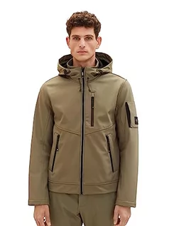 Kurtki męskie - TOM TAILOR Męska kurtka softshell z podszewką z polaru, 32097-smokey Olive Green, 3XL - grafika 1