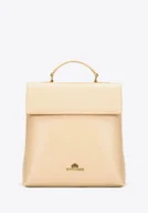 Torebki damskie - Damski plecak ze skóry naturalnej z klapą beżowy - miniaturka - grafika 1