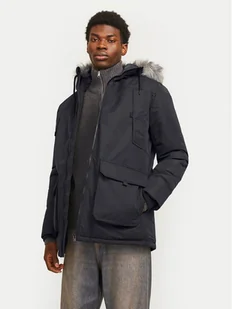 Jack&Jones Parka Construct 12258406 Czarny Regular Fit - Kurtki męskie - miniaturka - grafika 1