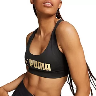 PUMA Mid Impact Fit biustonosz sportowy, czarny metaliczny, damski, Czarny metaliczny Puma, S - Biustonosze - miniaturka - grafika 1