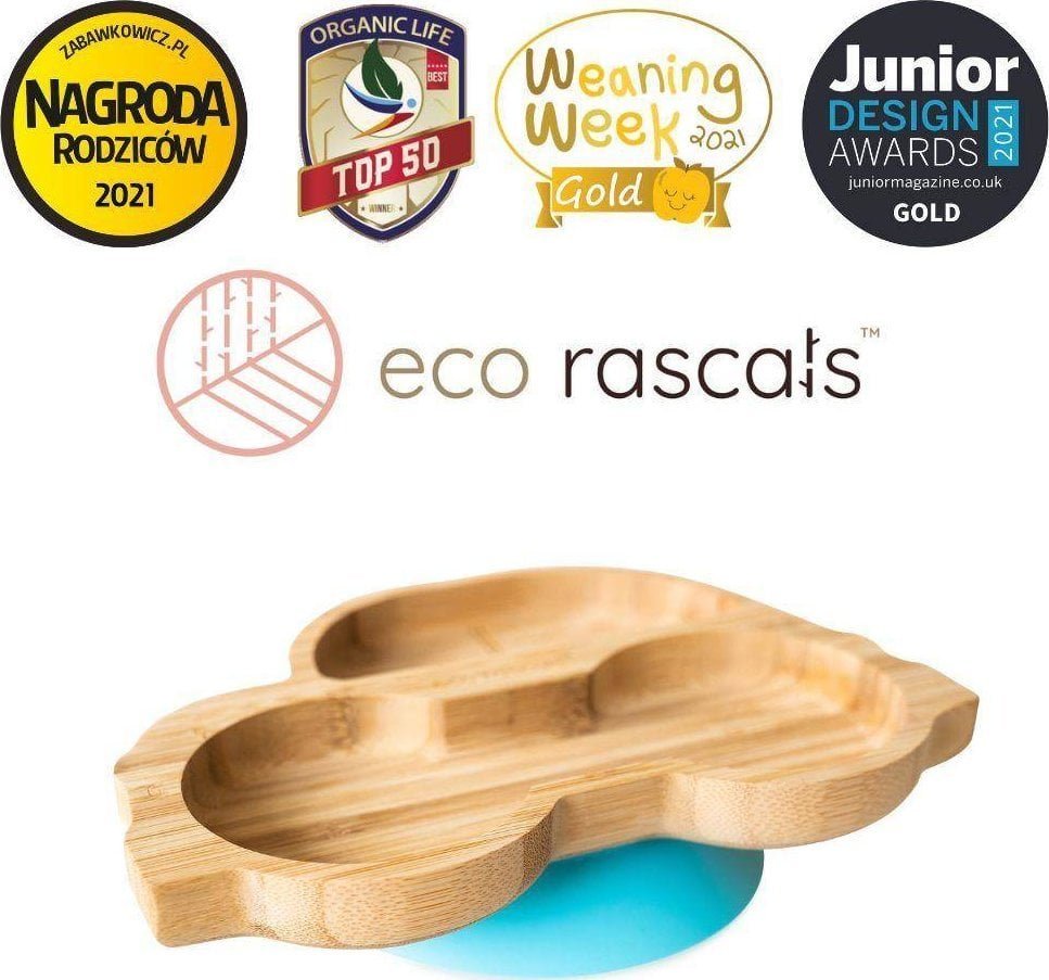 ECO RASCALS ECORASCALS Miseczka Bambusowa Autko niebieska zprzyssawką one size