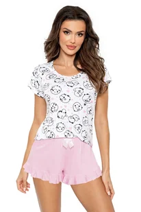 Donna Piżama Sheep Short Różowa Bawełniana L Różowy - Piżamy damskie - miniaturka - grafika 1