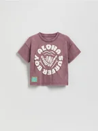 Bluzki dla niemowląt - Reserved - Bawełniany t-shirt oversize - fioletowy - miniaturka - grafika 1