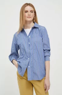 Tommy Hilfiger koszula bawełniana damska kolor niebieski relaxed z kołnierzykiem klasycznym - Koszule damskie - miniaturka - grafika 1