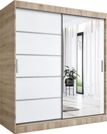 Szafy - MKPOL Szafa przesuwna MODUO COMFORT 2 180 dąb sonoma/biała mat z lustrem - miniaturka - grafika 1