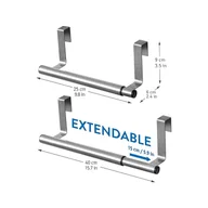 Wieszaki łazienkowe - Rozkładany wieszak na ręczniki, wiszący na drzwiach szafek, 1-ramienny, rozkładany wieszak ze stali nierdzewnej, 25-40 x 8 x 9 cm, akcesoria kuchenne - miniaturka - grafika 1