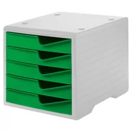 Półki na dokumenty - Pojemnik do sortowania, 5 szuflad, szary/zielony - miniaturka - grafika 1