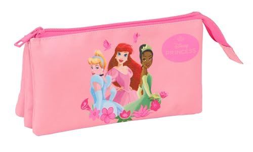 PRINCESAS - potrójne etui, etui dla dzieci, idealne dla dzieci w wieku szkolnym, wygodne i uniwersalne, jakość i wytrzymałość, 22 x 3 x 12 cm