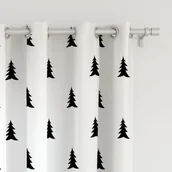 Zasłony - Zasłona WINTER  wzór BN05 | czarne, skandynawskie choinki 150 x 160 cm tkanina standard - miniaturka - grafika 1