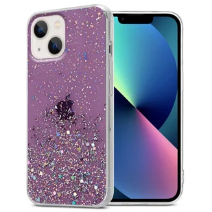 Etui Cadorabo do Apple iPhone 14 fioletowe etui ochronne na telefon komórkowy Etui TPU brokatowe etui brokatowe - Etui i futerały do telefonów - miniaturka - grafika 1
