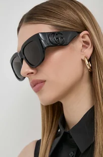 Gucci okulary przeciwsłoneczne damskie kolor czarny - Okulary przeciwsłoneczne - miniaturka - grafika 1