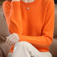 Swetry damskie - TEMU Sweter Damski Elegancki Slim Fit - Elastyczny Sweter z Długim Rękawem, Nieprzezroczysty Jednokolorowy Top na Codzień i Stylowe Wyjścia – - miniaturka - grafika 1