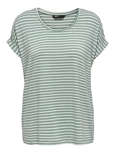 Koszulki i topy damskie - ONLY Onlmoster Stripe S/S O-neck Top Jrs Noos Koszulka Kobiety, Jadeite/Stripes:cloud Dancer, L - grafika 1