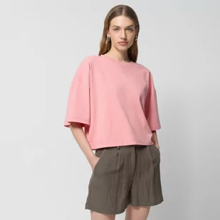 Damski t-shirt basic Outhorn OTHWSS24TTSHF1485 - różowy - Koszulki sportowe damskie - miniaturka - grafika 1