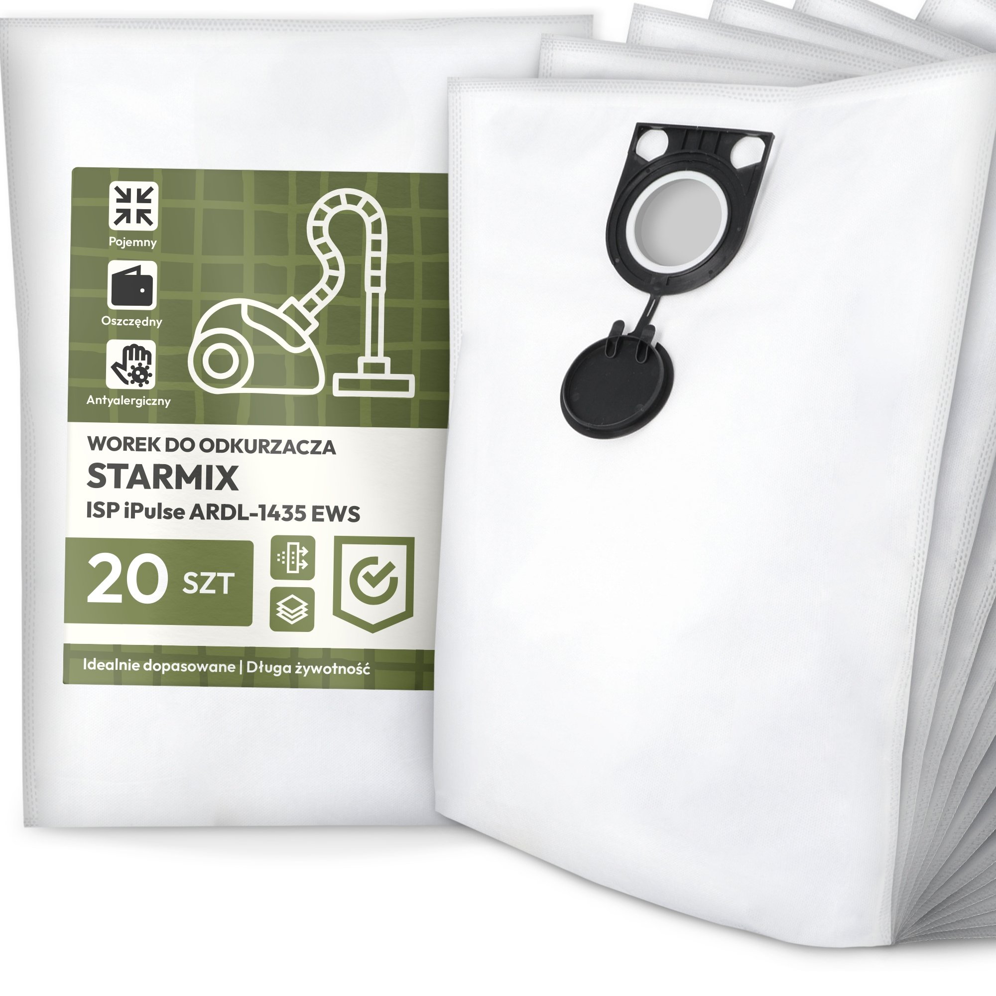 20x Worek do Odkurzacza Starmix Isp iPulse ARDL-1435 Ews Syntetyczny G9