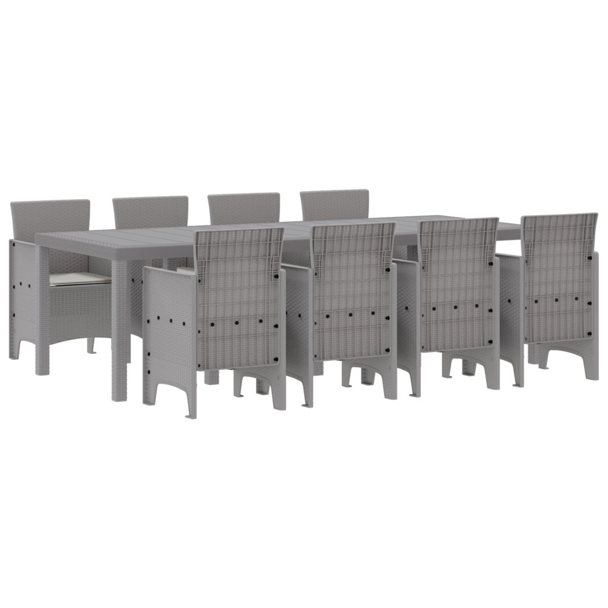 vidaXL Zestaw do jedzenia na świeżym powietrzu 9 pcs Biały