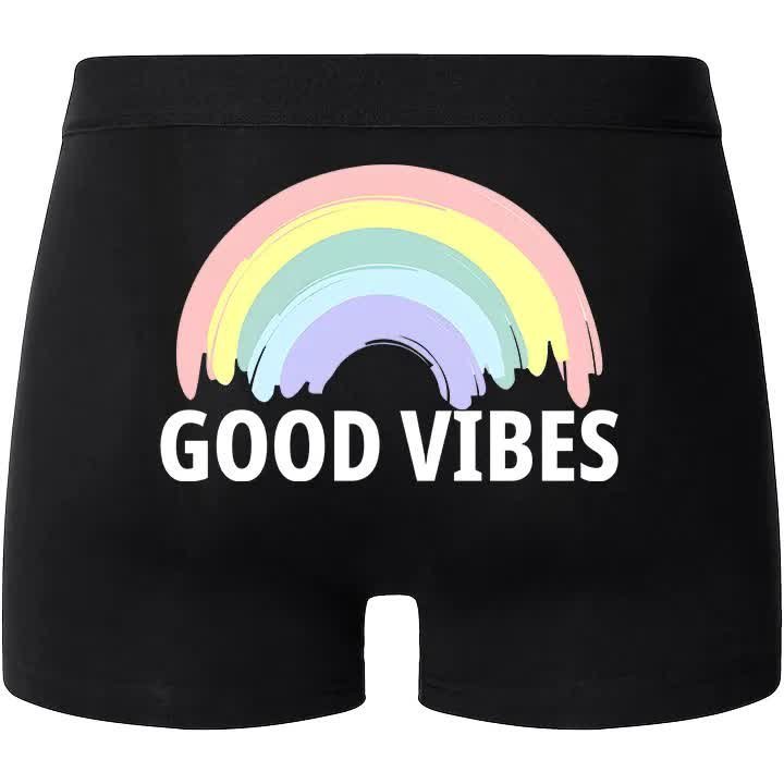 Bokserki Czarne GOOD VIBES na Prezent Zabawny Mix Wzorów Rozmiar L