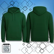 Bluzy męskie - Bluza uniwersalna typu kangurka z kapturem bez nadruku rozmiar M butelkowa zieleń 320g bawełny - miniaturka - grafika 1