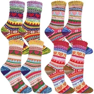 Skarpetki damskie - Skarpetki Modne Stylowe Wygodne Na Prezent Damskie Thermo Kolorowe Grube Ciepłe Norweskie Mer 4-pak 35-38 - miniaturka - grafika 1