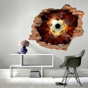 Naklejki na ścianę - Naklejka dziura z piłką w płomieniach 52x40 - miniaturka - grafika 1