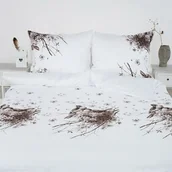 Pościel - Andropol Pościel satynowa 160x200 Sofia 12 Ptaki biała brązowa 18850 - miniaturka - grafika 1