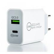 Ładowarki do telefonów - Ładowarka sieciowa ER Power 20W USB-C PD, USB-A QC 3.0 Biała - miniaturka - grafika 1