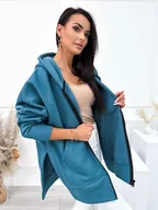 Bluzy damskie - Turkusowa Bluza Oversize z Kapturem - ModnaKiecka.pl - miniaturka - grafika 1