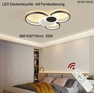Lampy sufitowe - Eurotondisplay LED lampa sufitowa X8162-56cm 55W z pilotem Regulacja barwy/jasności światła Ściemnialna lampa sufitowa z metalową ramą lakierowaną na czarno - miniaturka - grafika 1
