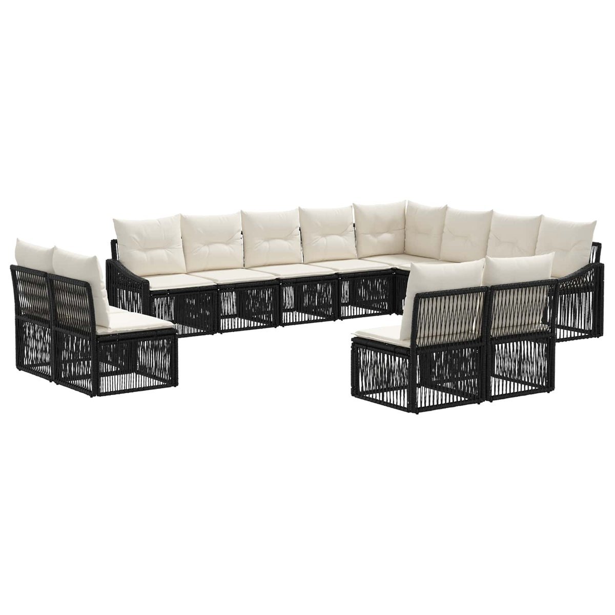 vidaXL Zestaw Sof na Ogród 12 pcs Czarny polirattan