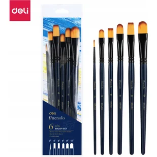 Zestaw pędzli FINENOLO 6szt twardy nylon EC278 DELI - Przybory szkolne - miniaturka - grafika 1