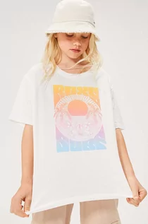 Koszulki dla dziewczynek - Roxy t-shirt bawełniany GONE TOCALIFORA kolor biały - grafika 1