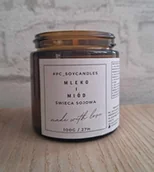 Świece - Świeca Sojowa Zapachowa Mleko i Miód 120ml 27h Drewniany Knot - miniaturka - grafika 1